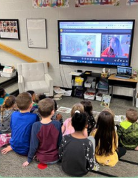 photograph of a virtual read aloud with author Roxanne Troup